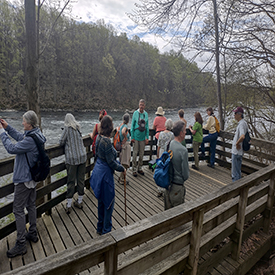 The John M. Mauser Nature Education Trail System includes a viewing platform of the Delaware River. Photo by the DRBC.