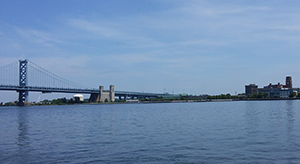 The Delaware River and the Ben Franklin Bridge, Philadelphia, Pa. Photo by DRBC.