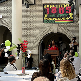 N.J. Assemblywoman Verlina Reynolds-Jackson (NJ-15) gives remarks at the Juneteenth kickoff event. Photo by the DRBC.