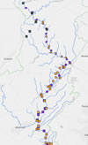 Thumbnail of DRBC water quality monitoring locations map.