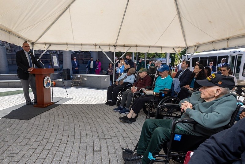 Lieutenant Governor Dr. Dale Caldwell speaking at the D-Day Recognition Ceremony 