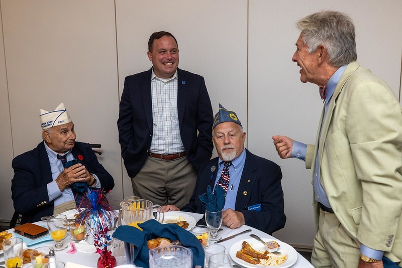 Commissioner Vincent Solomeno talking to a few of the members of the Jewish War Veterans Department of New Jersey.