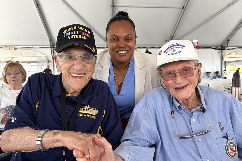 Deputy Commissioner Chucuralao pictured with two other World War II Veterans also in attendance for the celebration.