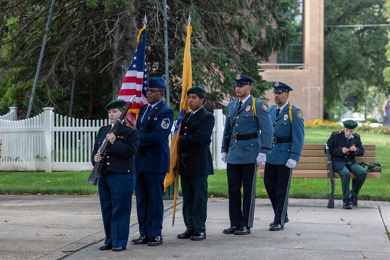 Picture the joint color guard at the ceremony.