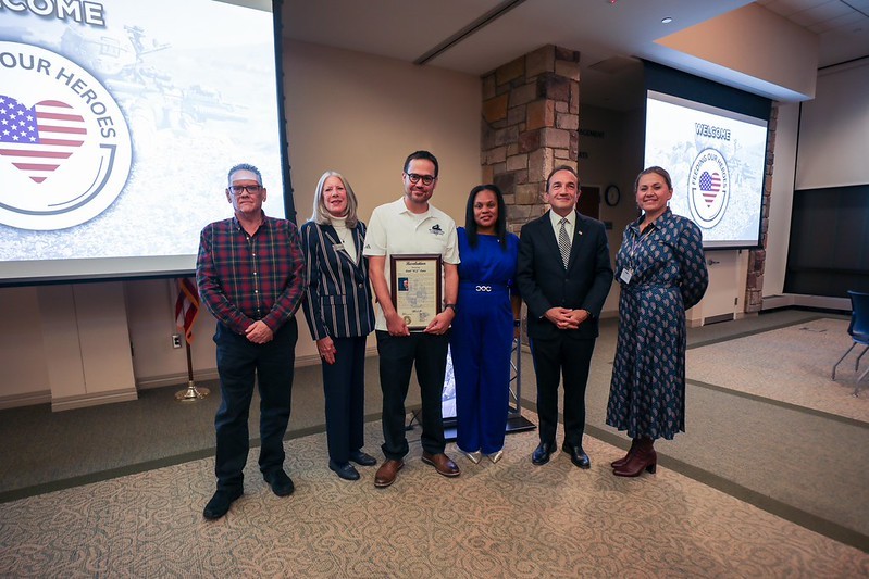 The Morris County Commissioners presented AJ Luna, Co-Founder of NJ SOS Veterans Stakeholders Group, with a proclamation acknowledging his part in bringing the memorial to Morris County.