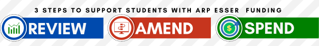 Logo: Review. Amend. Spend. - 3 Steps to Support Students with ARP ESSER  Funding 
