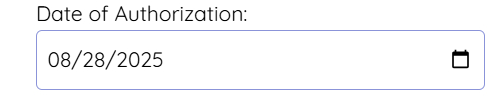 Date of Authorization text input field