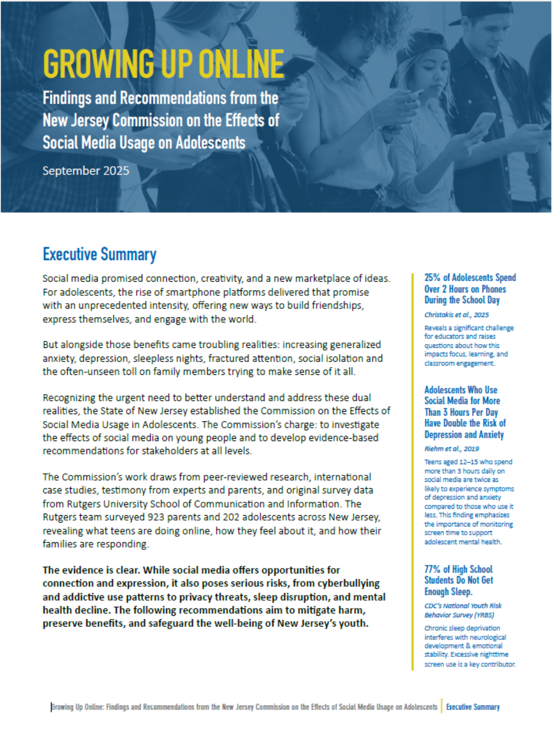 cover of the 2025 report executive summary