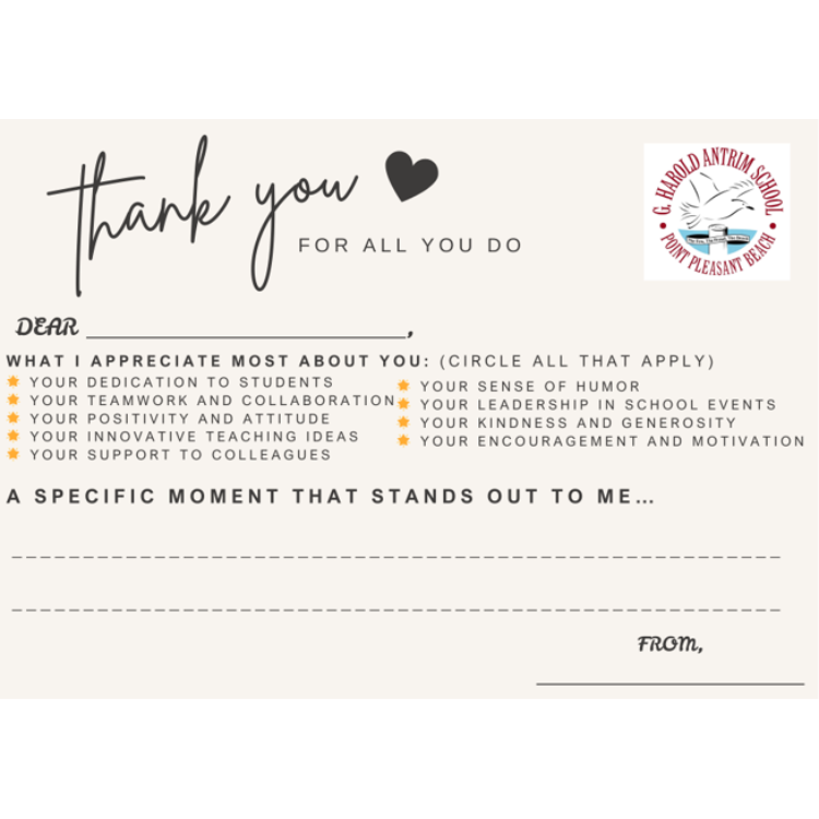 Staff Recognition Card