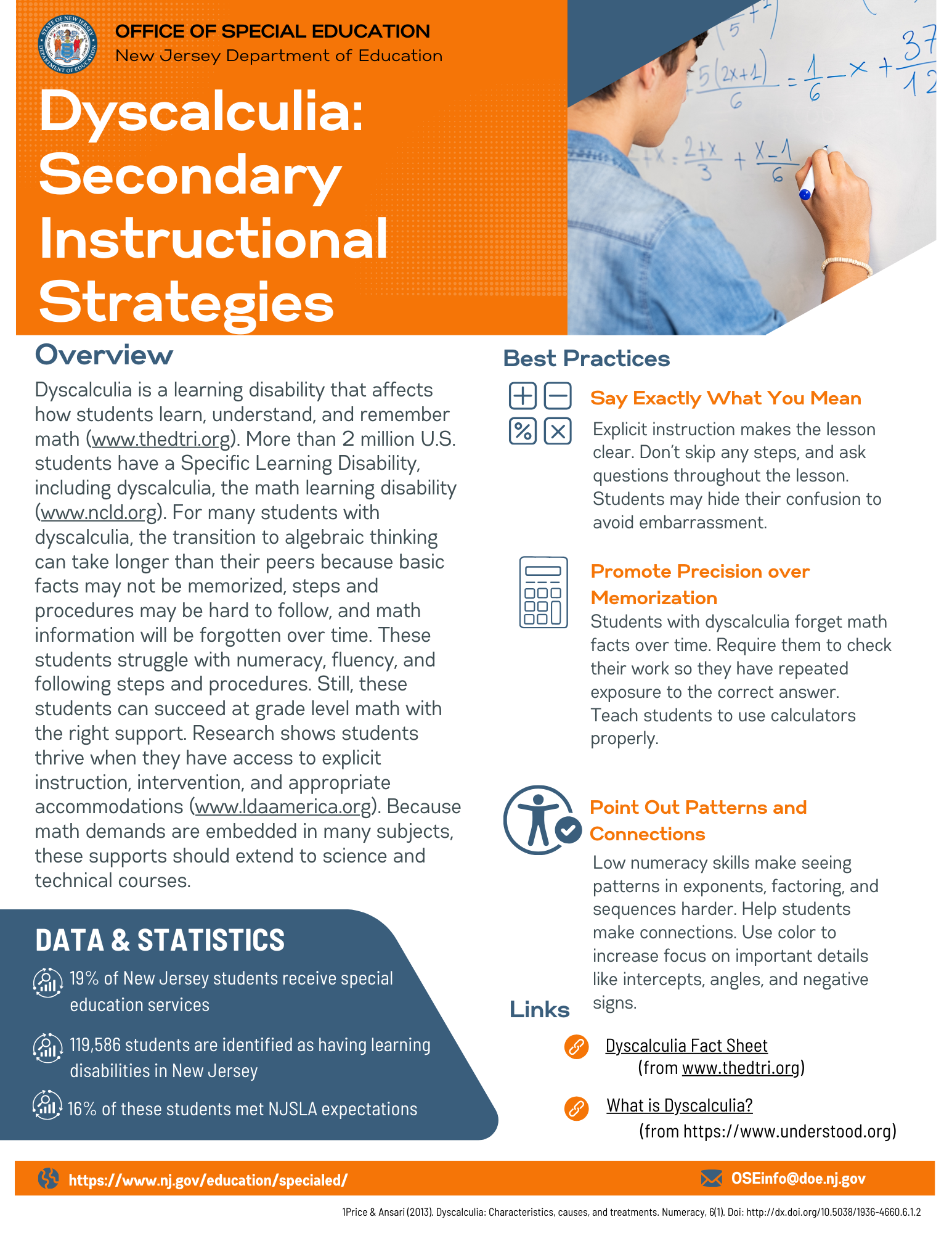 Cover page of dyscalculia resource