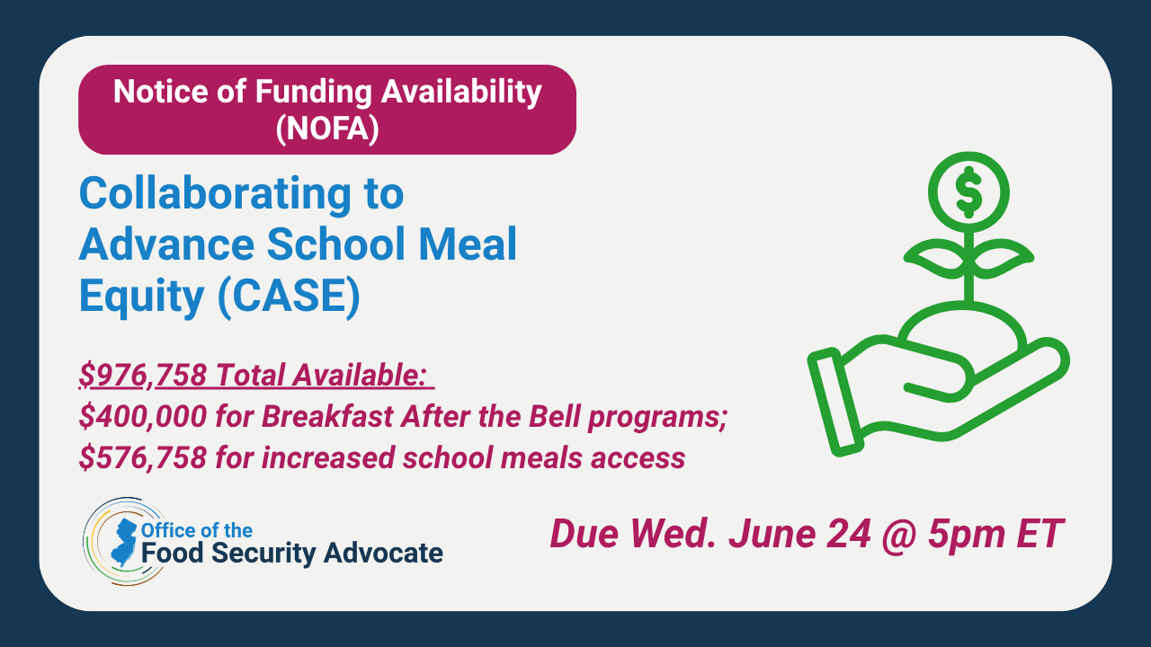 Notice of Funding Availability (NOFA): Collaborating to Advance School Meal Equity (CASE)