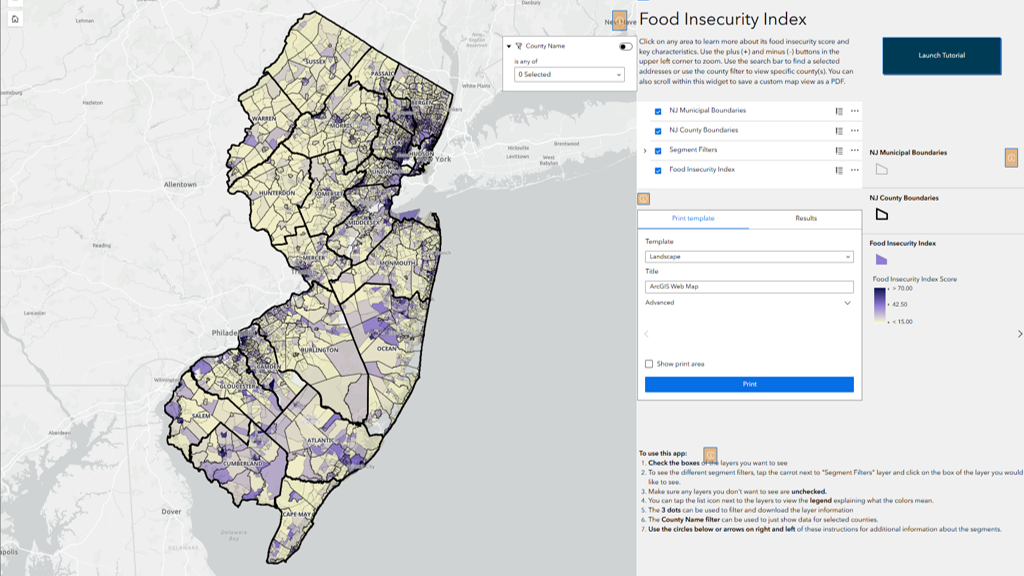 map of nj showing food insecurity index