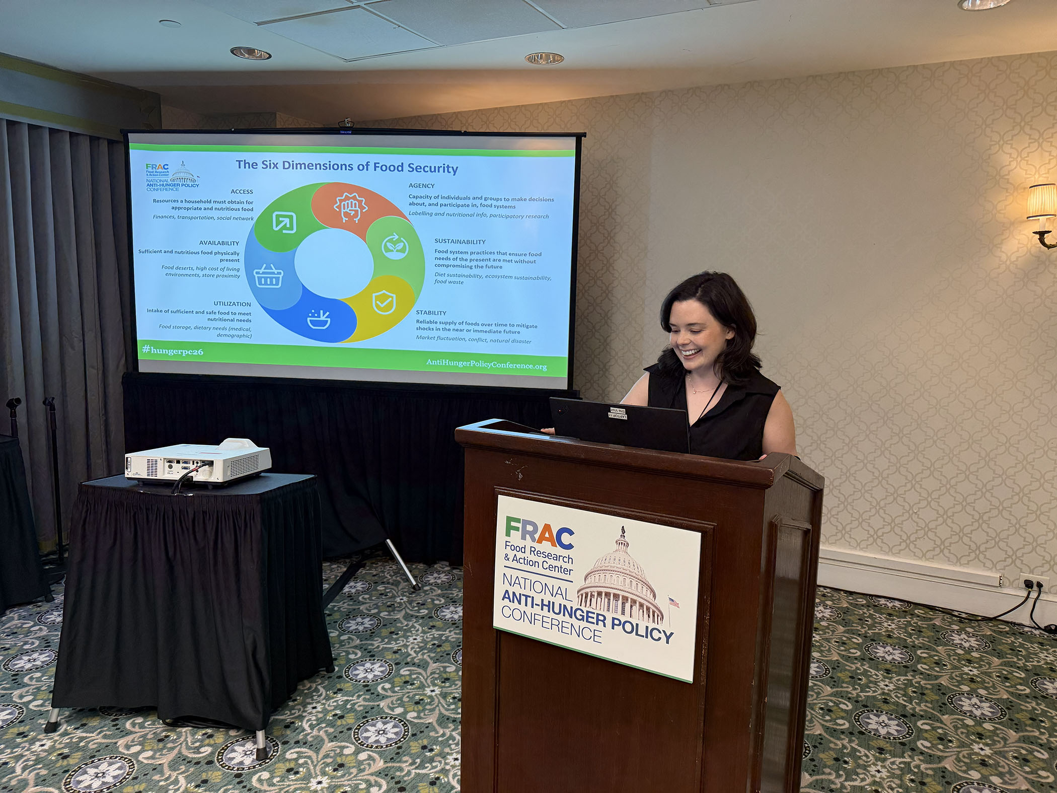 Dr. Jenny Schrum, OFSA, presenting on the Six Dimensions of Food Security
