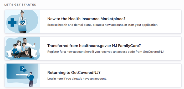 Screenshot: showing where to find Returning to GetCoveredNJ
