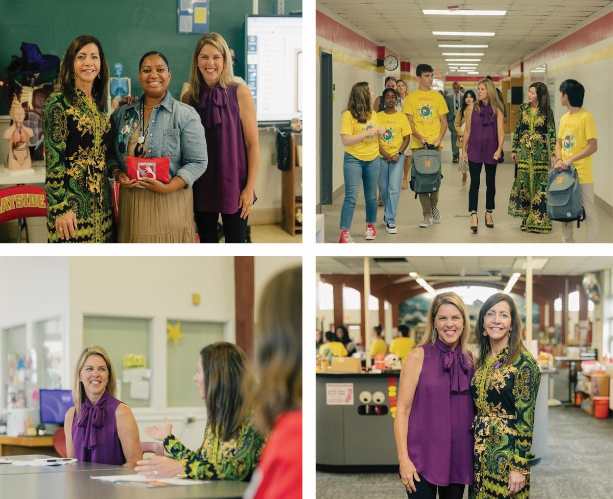 Photo: A collage photo of First Lady Tammy Murphy and First Lady Suzanne S. Youngkin at the Health Sciences Academy at Bayside High School in Virginia Beach