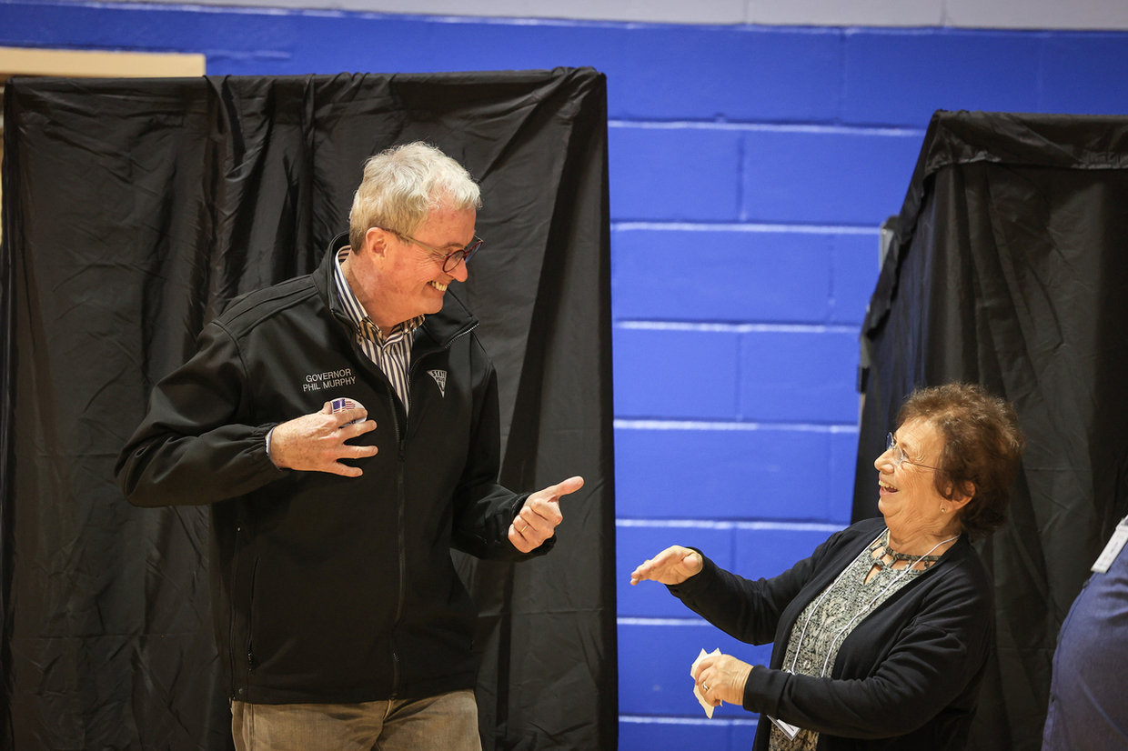 Governor Murphy with poll worker