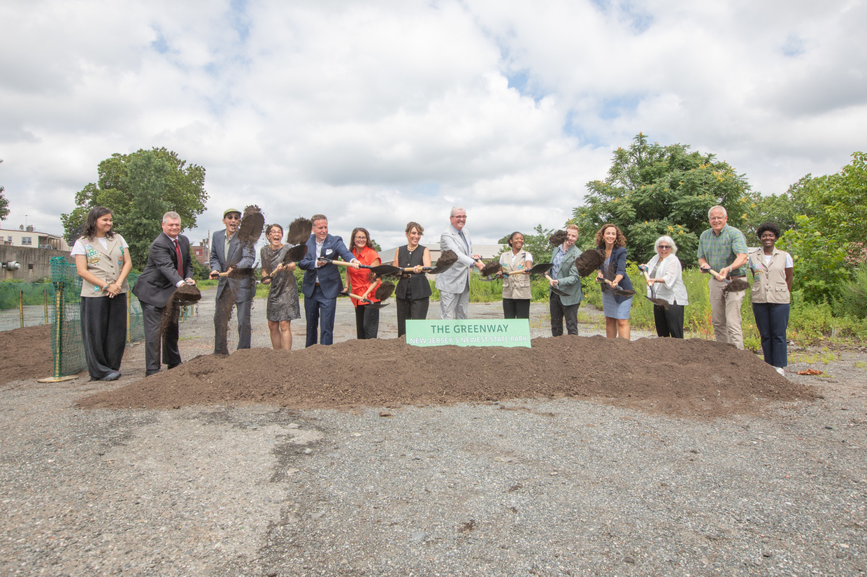 Governor Murphy breaking a ground on the first phase of the Greenway project