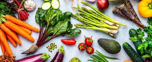Assortment of healthy fruits and vegetables