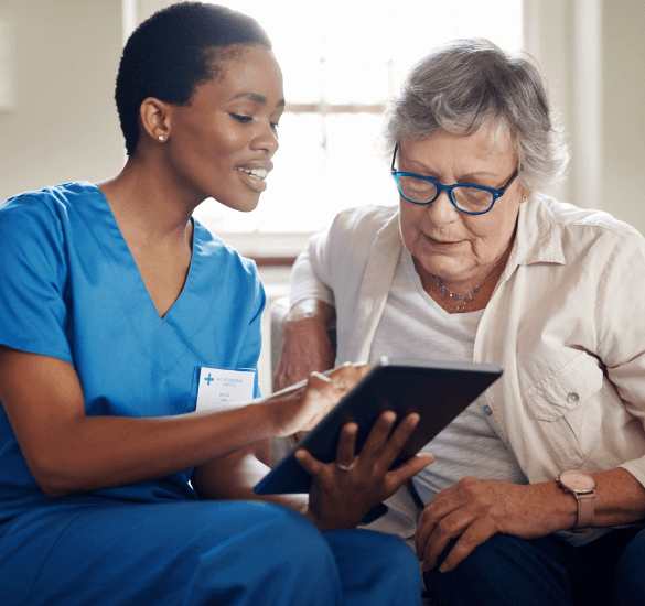 A nurse consulting with a patient.