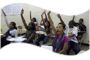 Students raising their hands