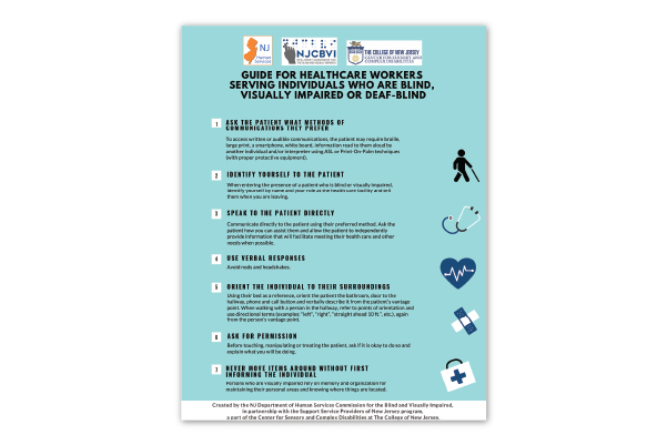Guide for Healthcare Workers serving People Who are Blind brochure front page