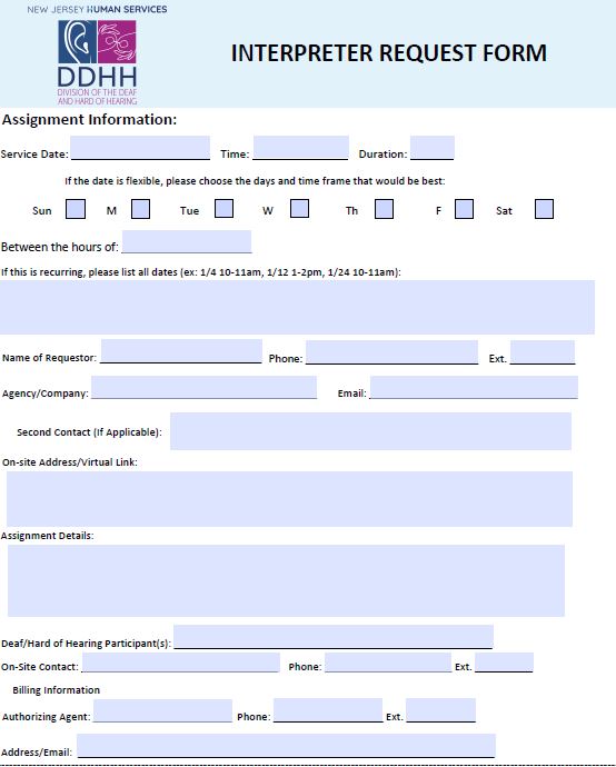 Interpreter Request Form flyer