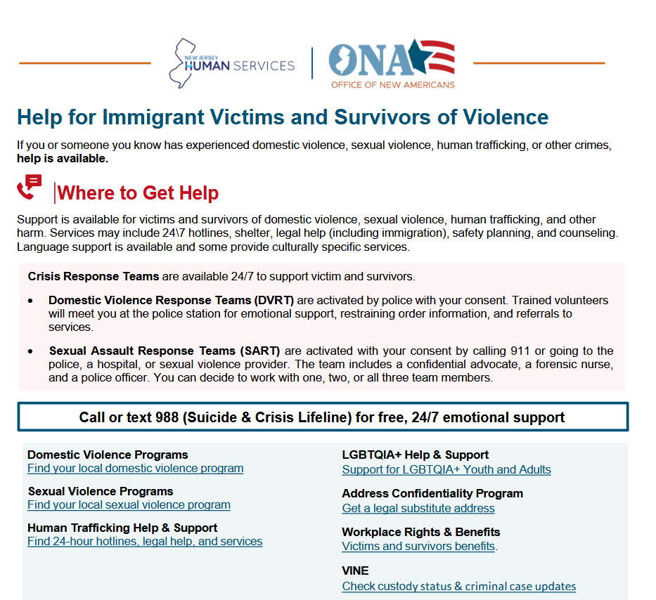 Help for Immigrant Victims and Survivors of Violence