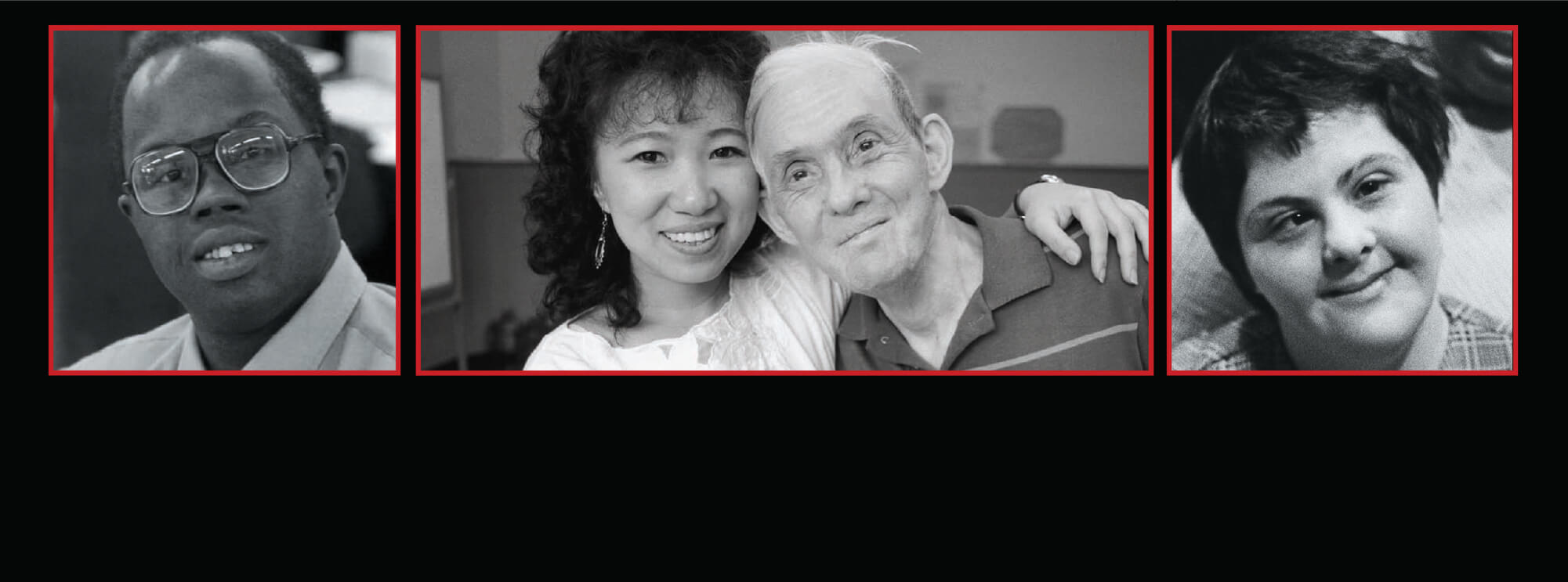 A collage of photos with people who developed disabilities