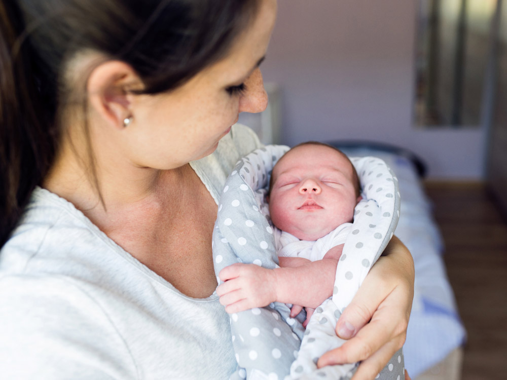 Mother holding baby