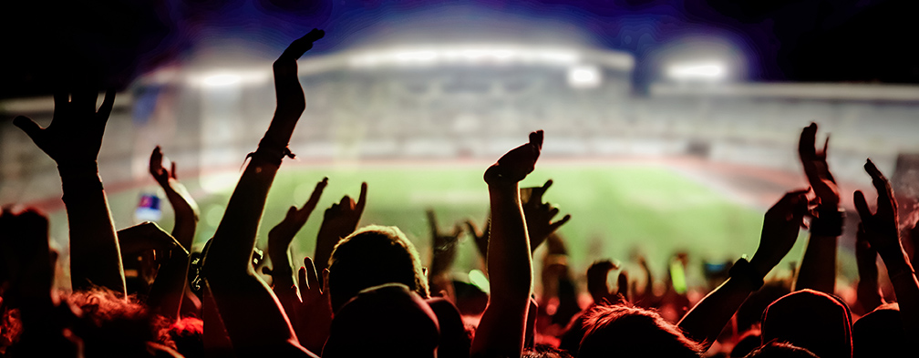 football fans cheering
