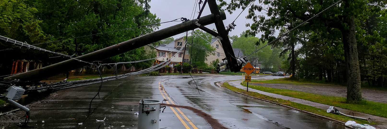 downed power lines over a road