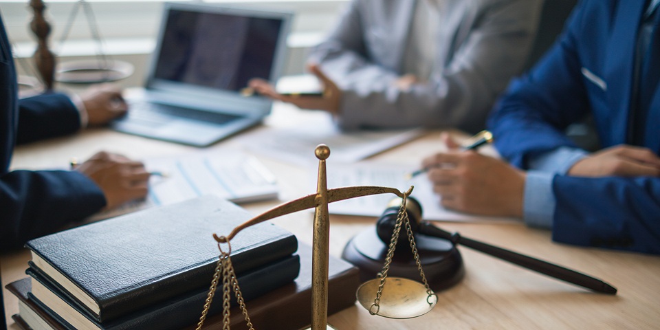attorney's desk with computer