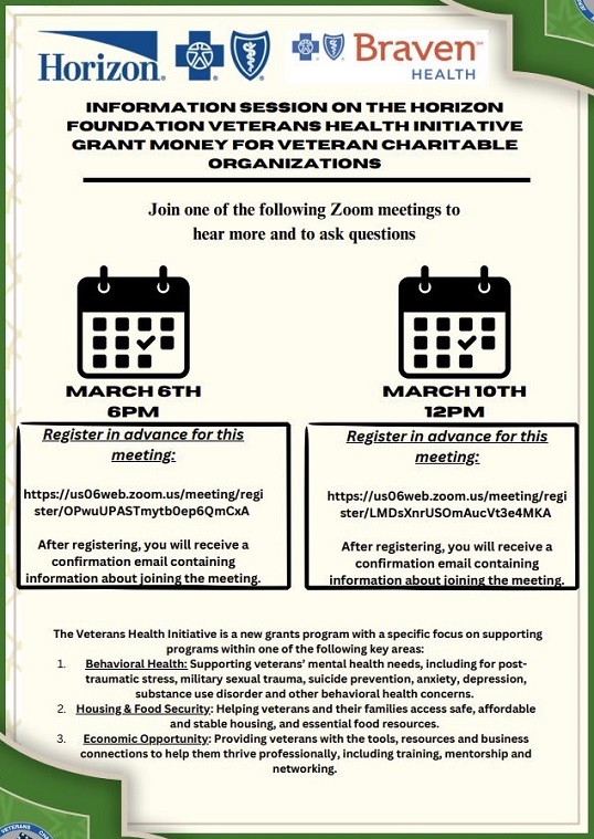 Veterans health initiative info session flyer.