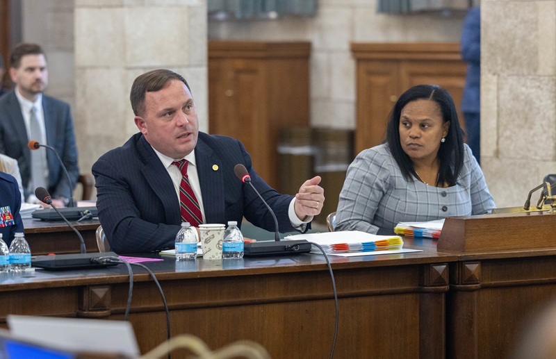 Commissioner Vincent Solomeno presenting budget testimony before NJ Senate