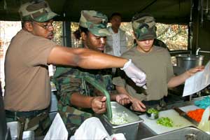 Soldiers form 50th PSB prepare meal