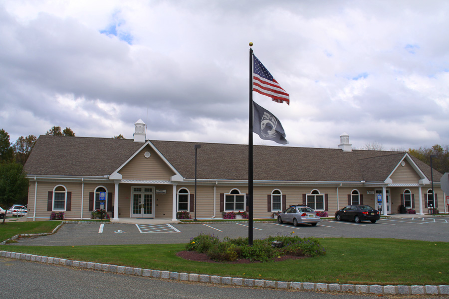 Municipal building with flag