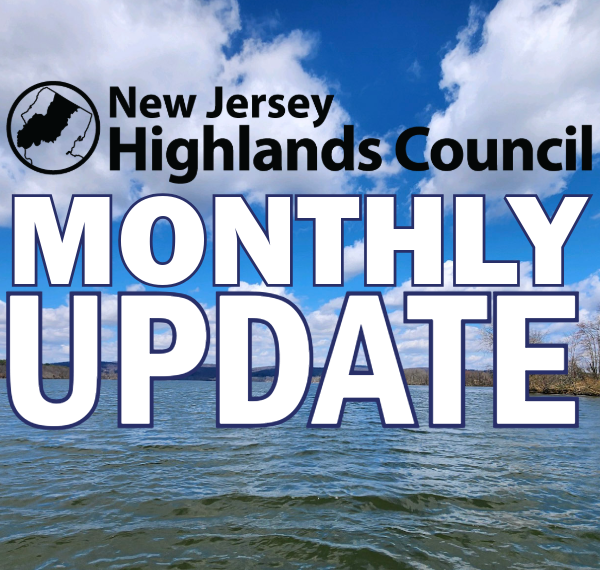 a photo of a lake with the words "monthly update" overlaid