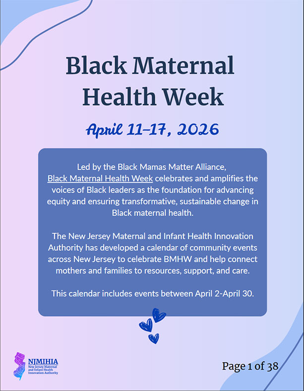 Black Maternal Health Week Calendar April 11 -17 2026