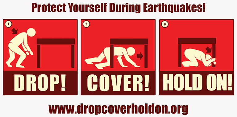 Drop, Cover, and Hold On Graphic