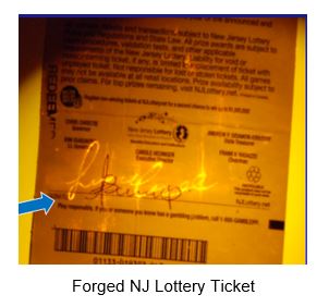 Picture of a forged lottery ticket