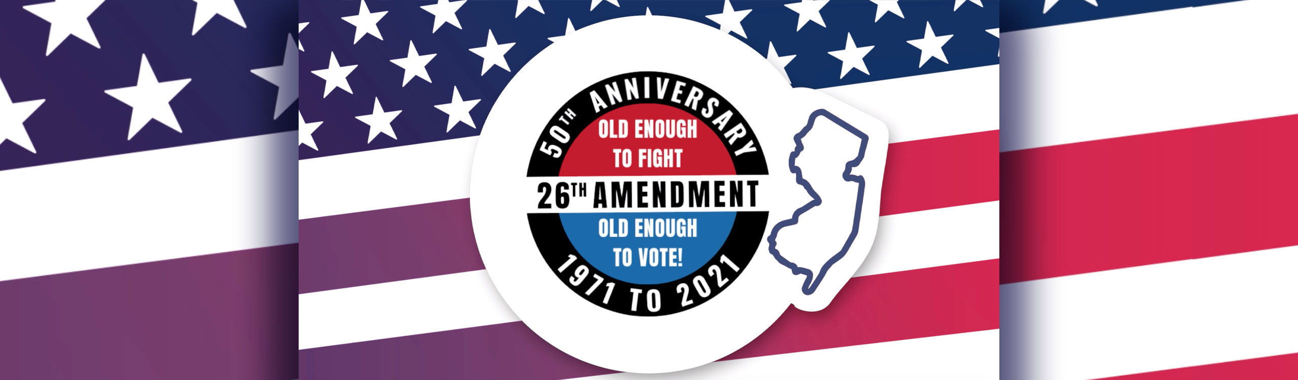 50th Anniversary of the 26th Amendment Logo on a flag based background