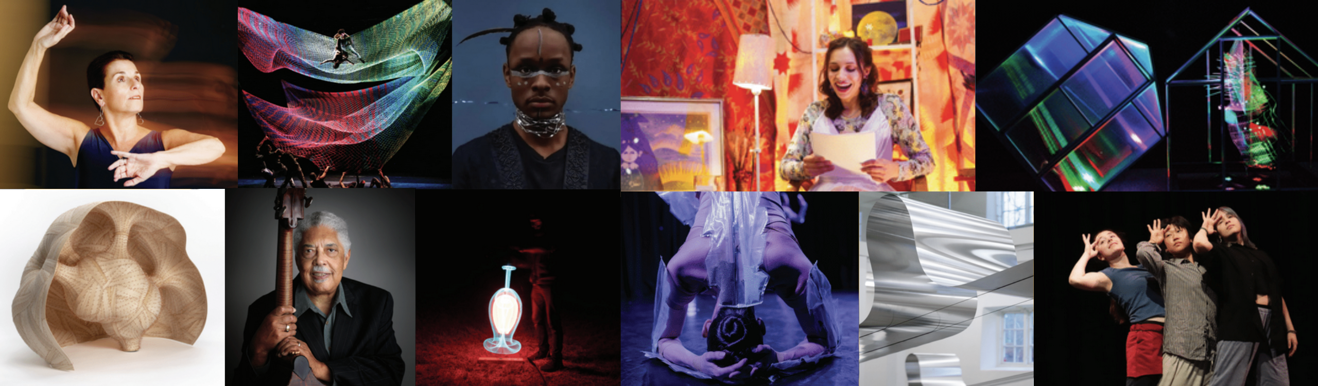 A collage of colorful photos and artworks
