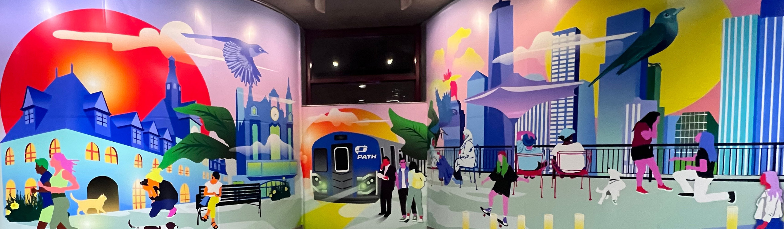 colorful mural at transit station