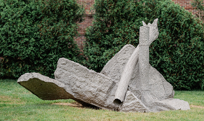 Hammered aluminum outdoor sculpture