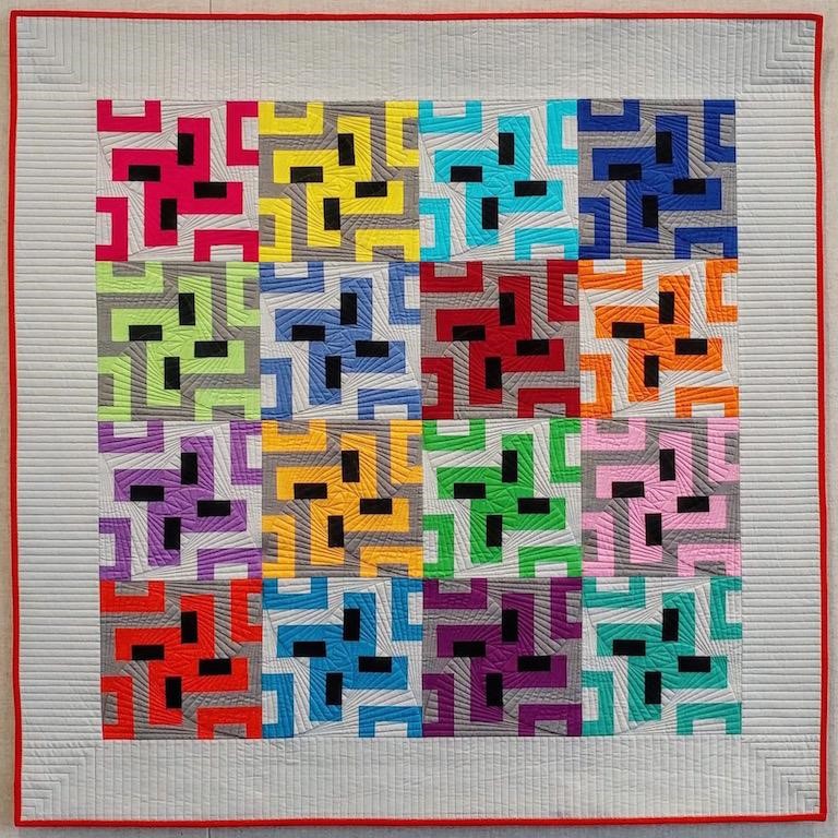 Square Dance by Krishma Patel. Best Use of Color - Mid Atlantic Quilt Festival, February, 2020.  Published in Simply Moderne Magazine by Quiltmania Publications in France.