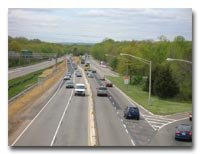 I-280 looking west, eastbound shift to westbound roadway photo
