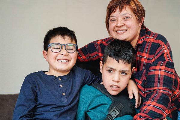 a mother with her two boys