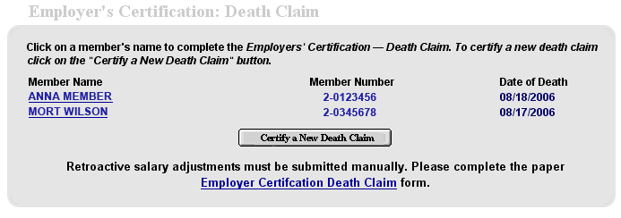 death claim cert list